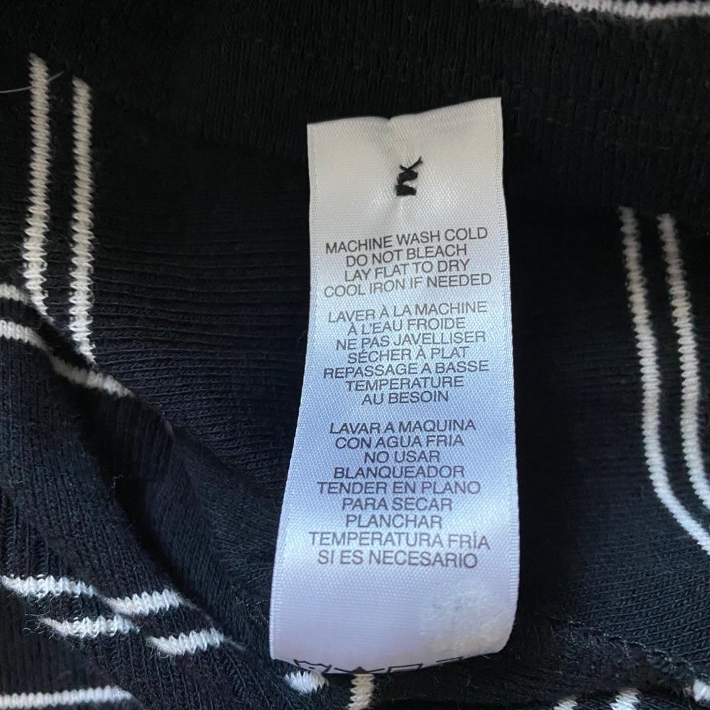 Frame Edie Button Shoulder Detail Black Stripe Ribbed Long Sleeve Top - Picture 5 of 7